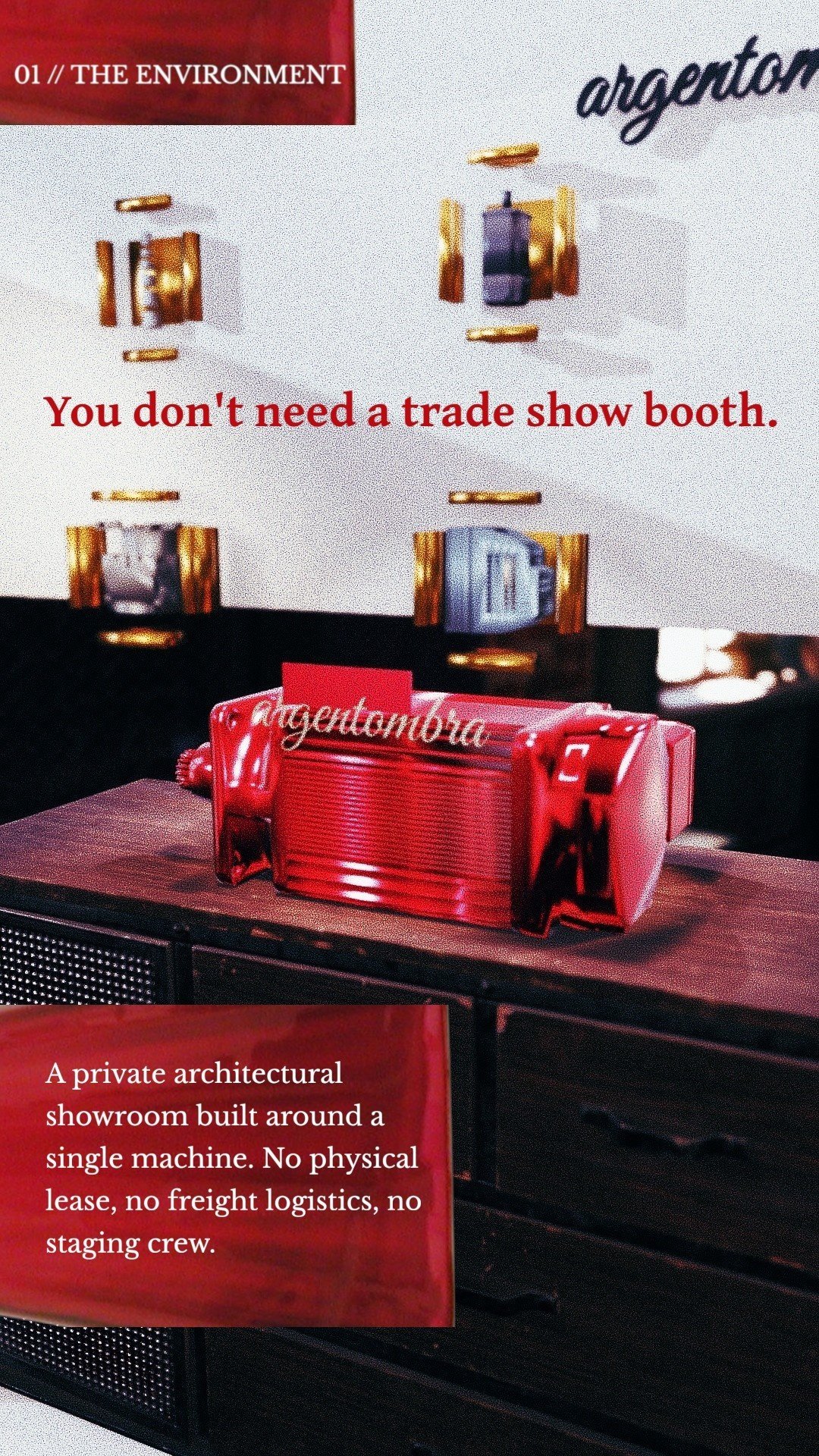 Nº 5 — Cast Iron and Candy Red. Staged in Our Gallery.