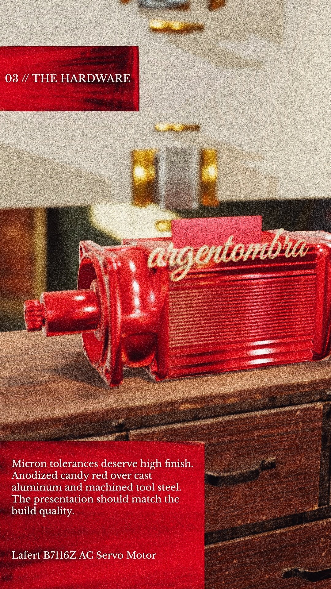 Nº 5 — Cast Iron and Candy Red. Staged in Our Gallery.